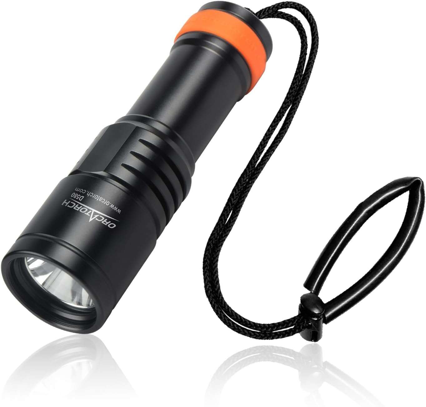 D580 Scuba Dive Light, Max 530 Lumens Underwater Flashlight with 6 Degrees Narrow Beam, IP68 Waterproof Twist Switch Night Dive Torch, 3 AAA Batteries Included