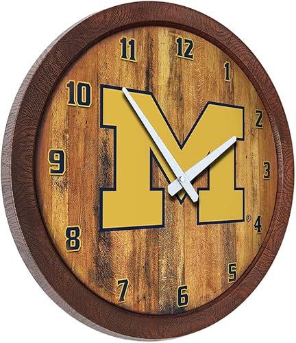 Miniatura 343 de The Fan-Brand NCAA Oklahoma Sooners: Faux Barrel Top Wall Clock Sports Team Bar Sign Décor - Home Man Cave, Party Decoration - Made On Demand