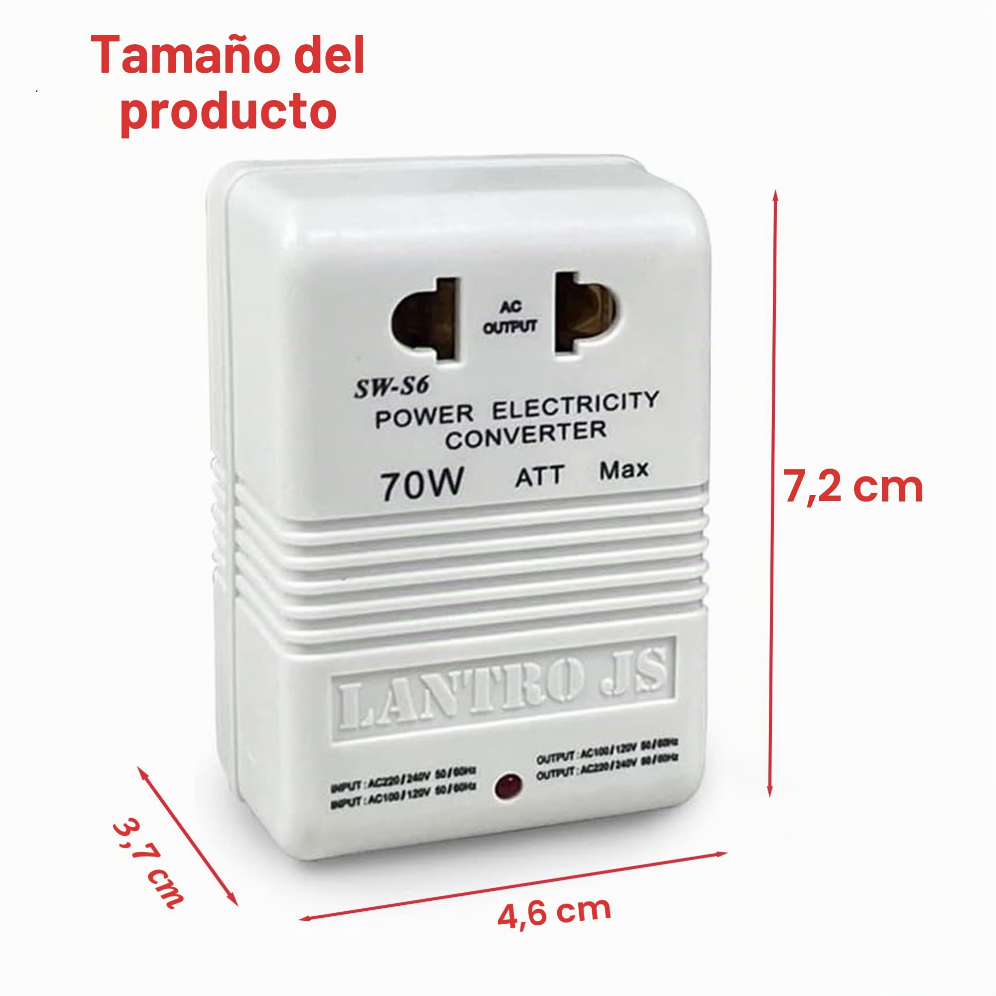 Transformador 220v a 110v, Convertidor de Voltaje 110V a 220V Menos de 30W, Viaje Cargador Universal Portatil Aplicable a Estados Unidos, UK, Japón