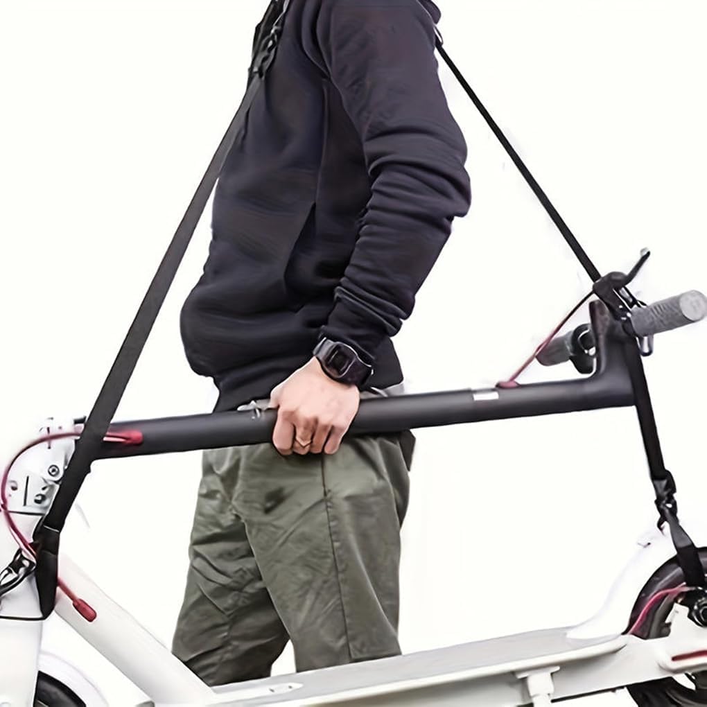 Adjustable Scooter Shoulder Strap - Non-Slip Carrying Strap for Bicycle, Beach Chair, Folding Bike & Yoga Mat(Black)