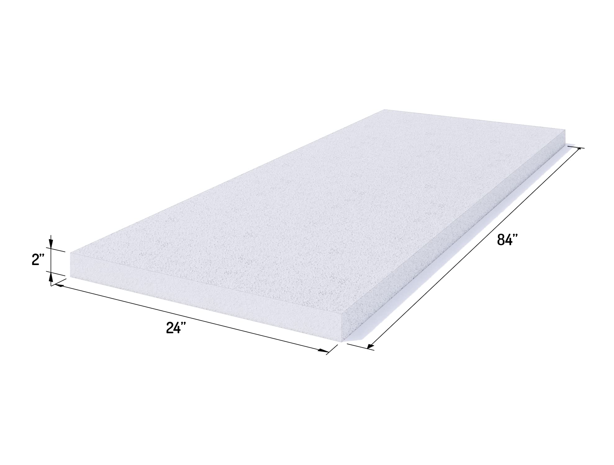 Foamy Foam High Density 2 inch Thick, 24 inch Wide, 84 inch Long Upholstery Foam, Cushion Replacement
