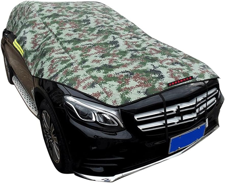 Anti-Hail Half Car Cover for Sedan Outdoor Rainproof Half Hood Cover All Weather Waterproof Car Protect Cloth Thicken Sun Visor(Color:Multi-Colored,Size:4700-4900mm)