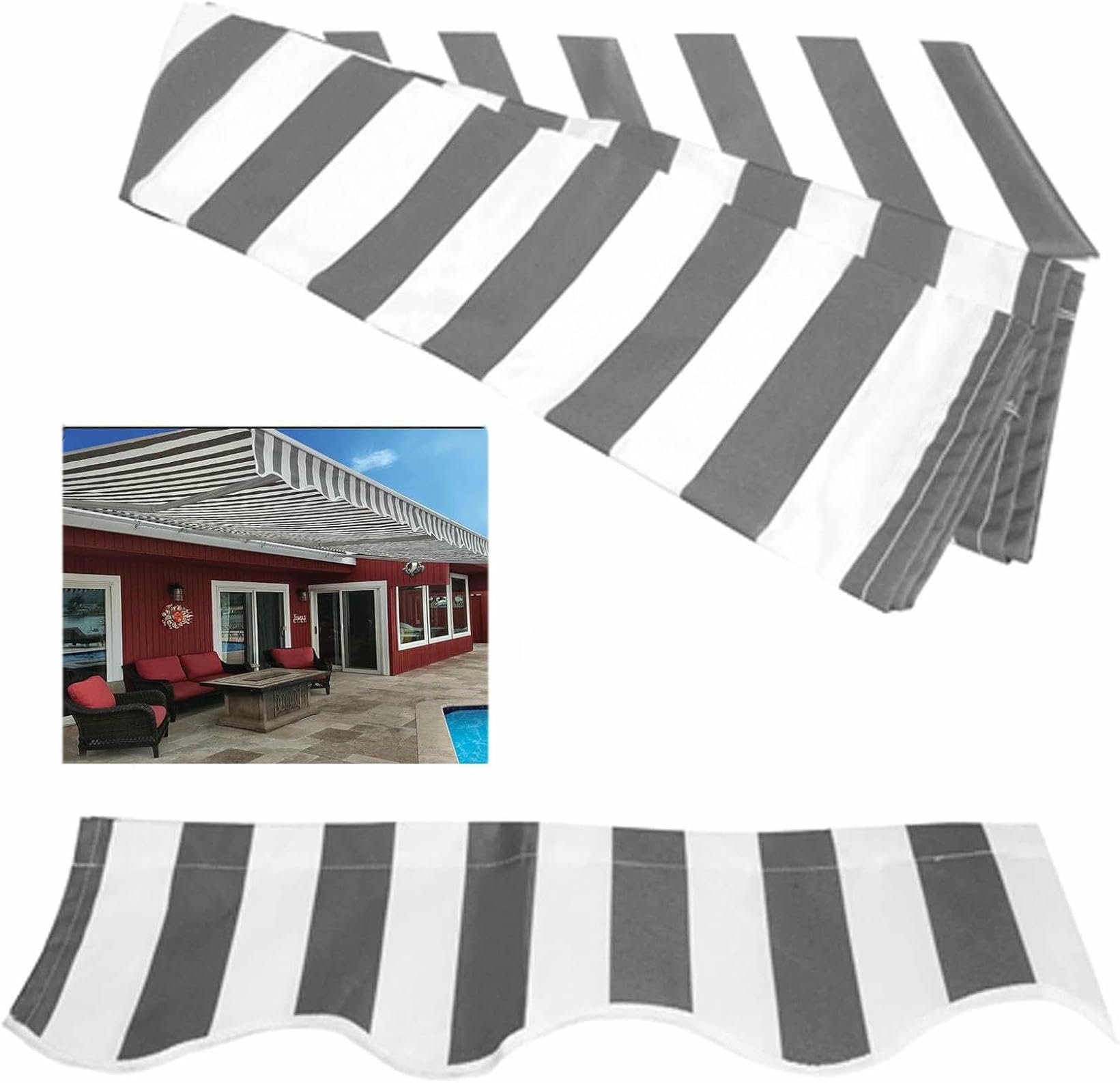Remplacement de tissu ombrage rétractable 16x4.9ft pour toile pare-soleil de jardin