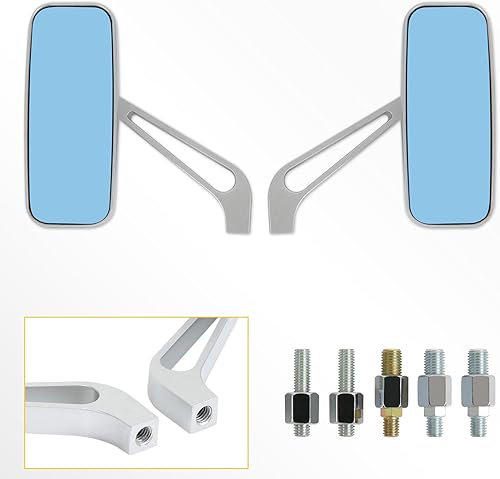 Miniatura 7 de 0.315 in0.394 in Negro Rectángulo Motocicleta Retrovisor Lateral Espejos para Cruiser Chopper Honda Kawasaki Suzuki Yamaha (Plata)