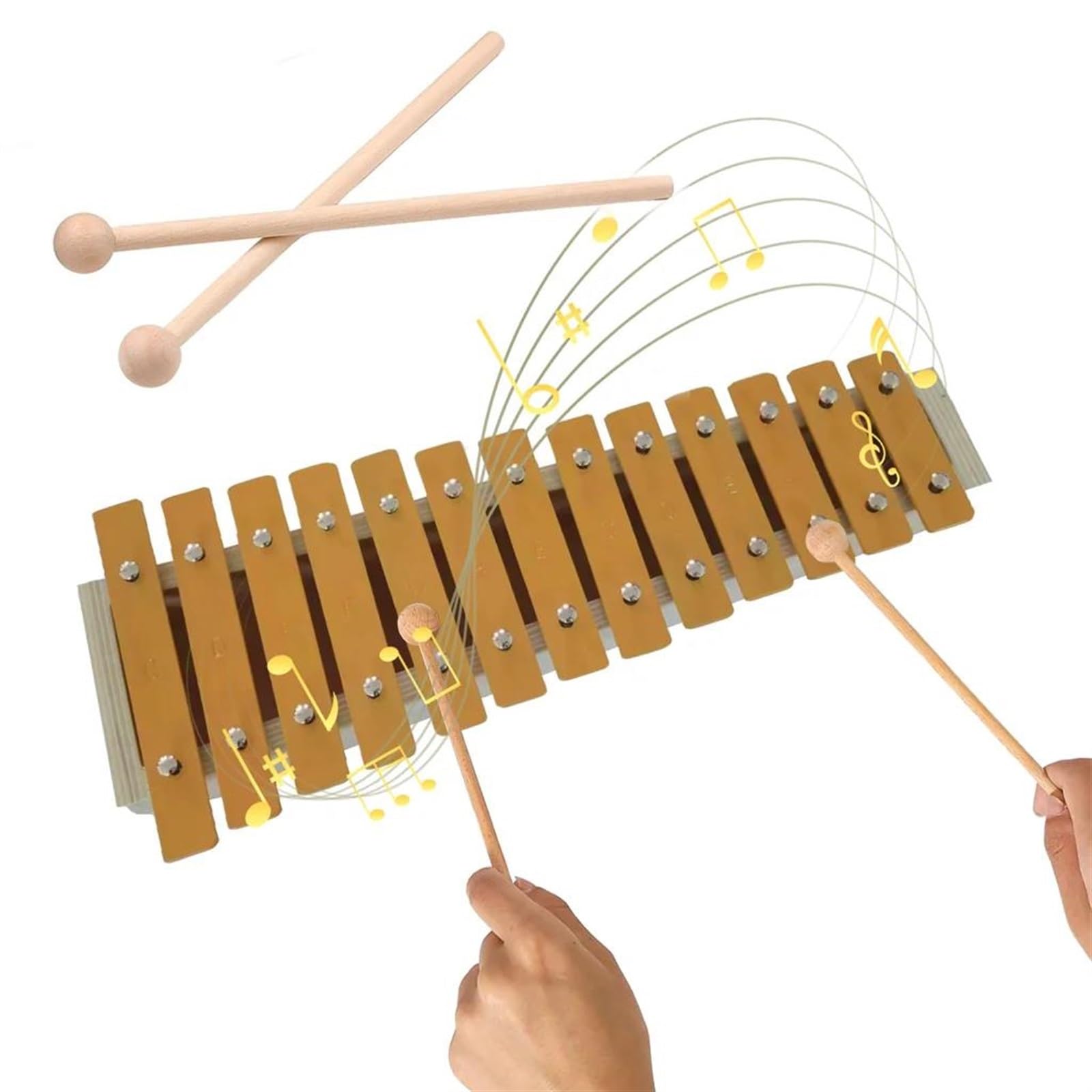 Instrumento Xilófono Glockenspiel De 13 Notas Xilófono Clásico De Color Madera Teclas De Metal Regalo De Percusión Para Principiantes