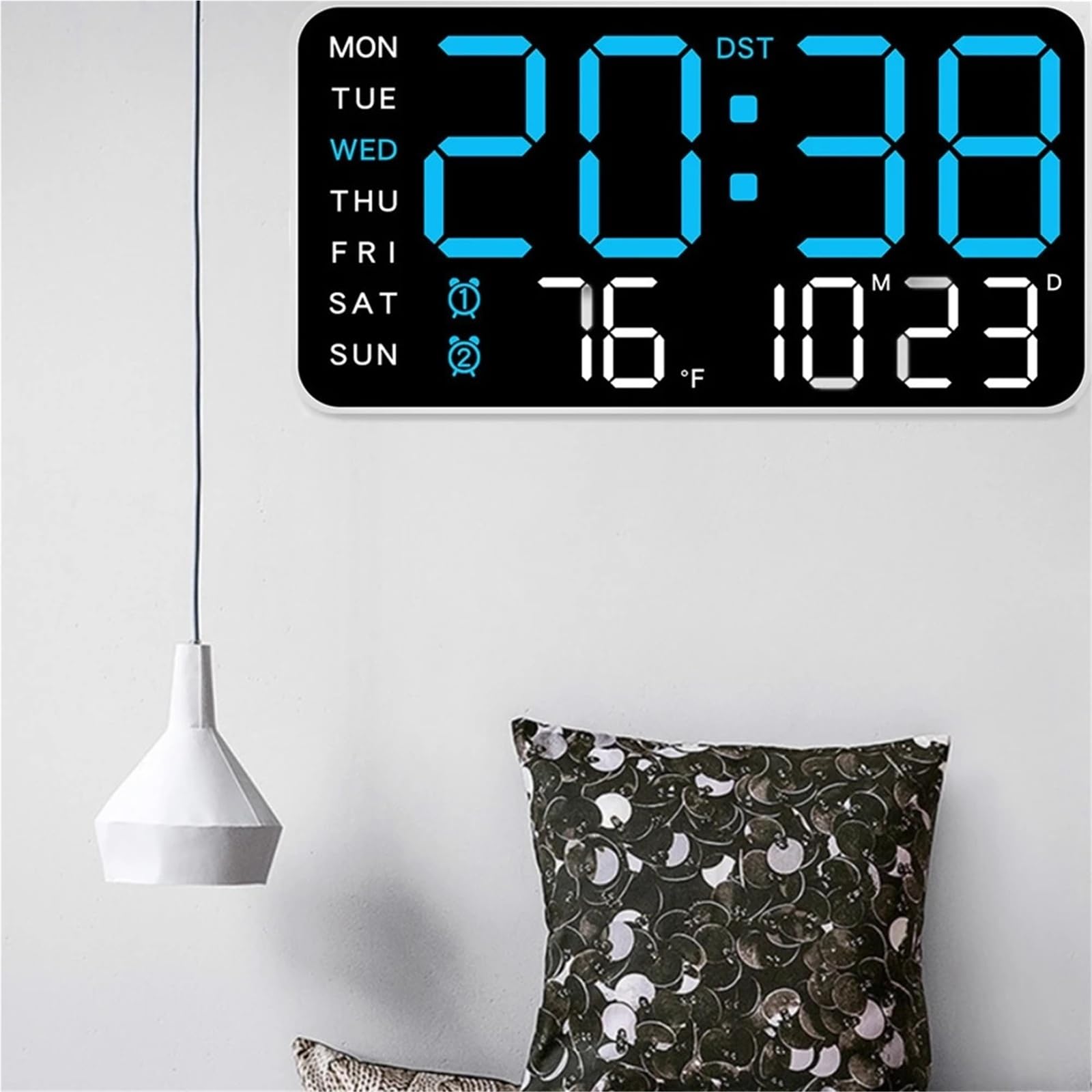 Orologio Atomico Digitale Orologio da parete digitale con temperatura Display a LED USB/batteria Sveglie tavolo di grandi dimensioni for soggiorno, camera letto, decorazioni for la casa(White shell 1)
