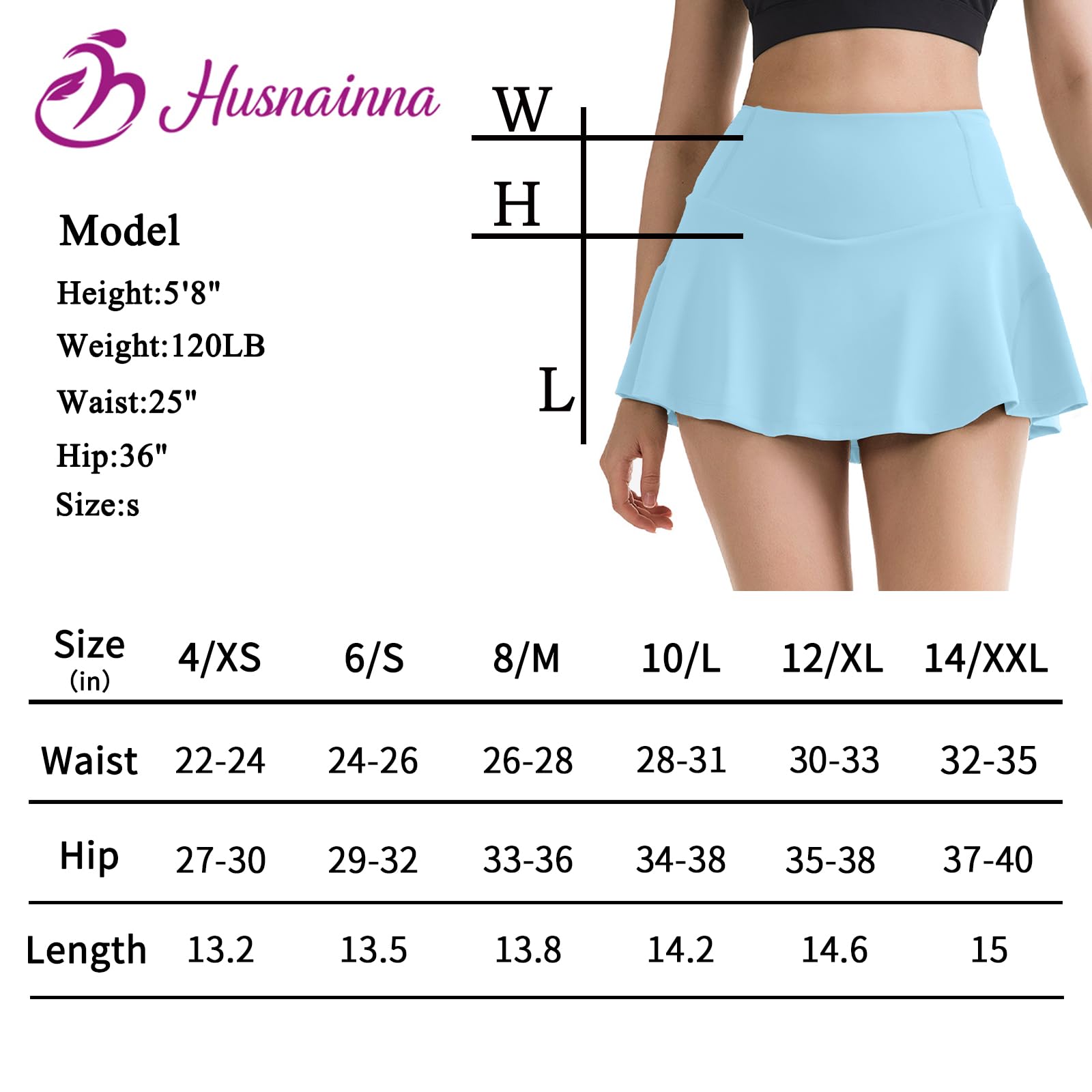 Gonna Pantaloncino da Tennis a Pieghe a Vita Alta per Donna Abbigliamento Tennis Pantaloncini Integrati con 5 Tasche Gonne da Golf Skorts Atletica Corsa, Azzurro Chiaro, L