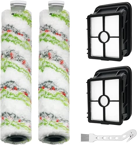 Rollo de cepillo de repuesto para Bissell CrossWave HydroSteam 35518 Wet-DryVacuum 3518 2590 2593 2596 (2 rodillos+2 filtros Hepa)