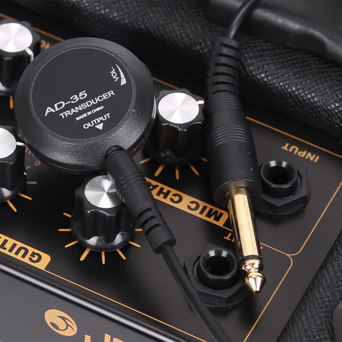 Sensor de micrófono de Contacto piezoeléctrico - Mini Pastilla autoadhesiva con Conector de 6,35 mm para Guitarra acústica, violín, Banjo, mandolina y Sensor de vibración Hi-Fi.
