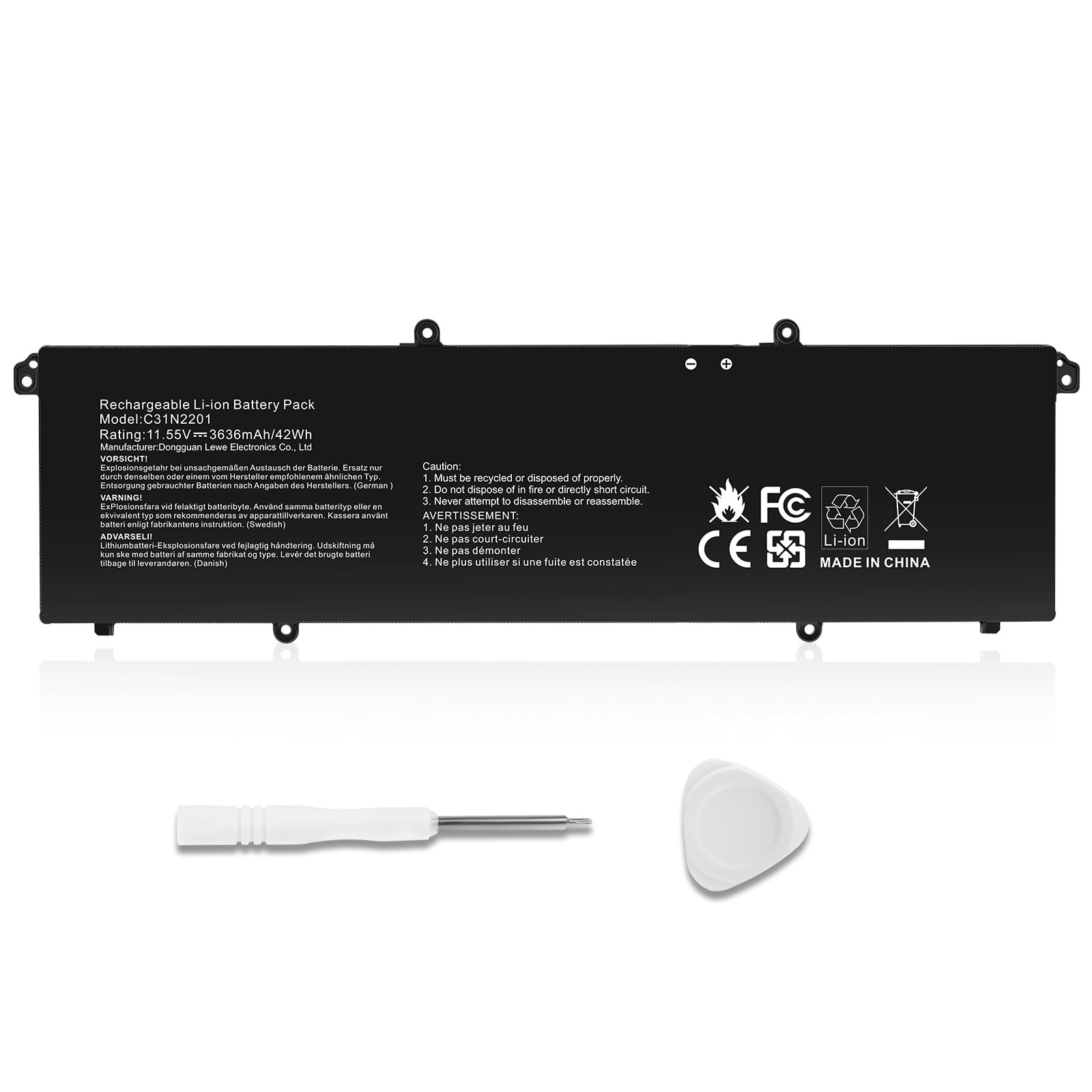 ASUNCELL 11.55V/42Wh C31N2201 Batterie d'ordinateur Portable pour ASUS Vivobook 15 X1504VA X1504ZA, VivoBook 16 S1605PA, Vivobook Go 15 E1504FA E1504GA Series, Vivobook 14 OLED X1405VA Series