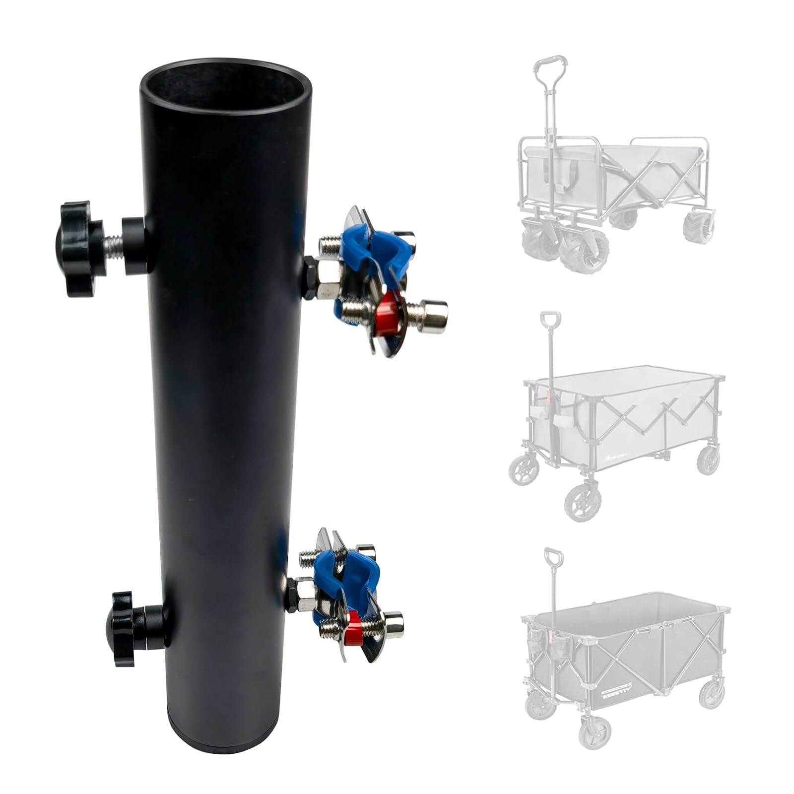 Folding Wagon Cart Umbrella and Fishing Rod Holder - Ideal for Wagon Cart, Garden, Gorilla, and Camping Carts - No Drilling Required
