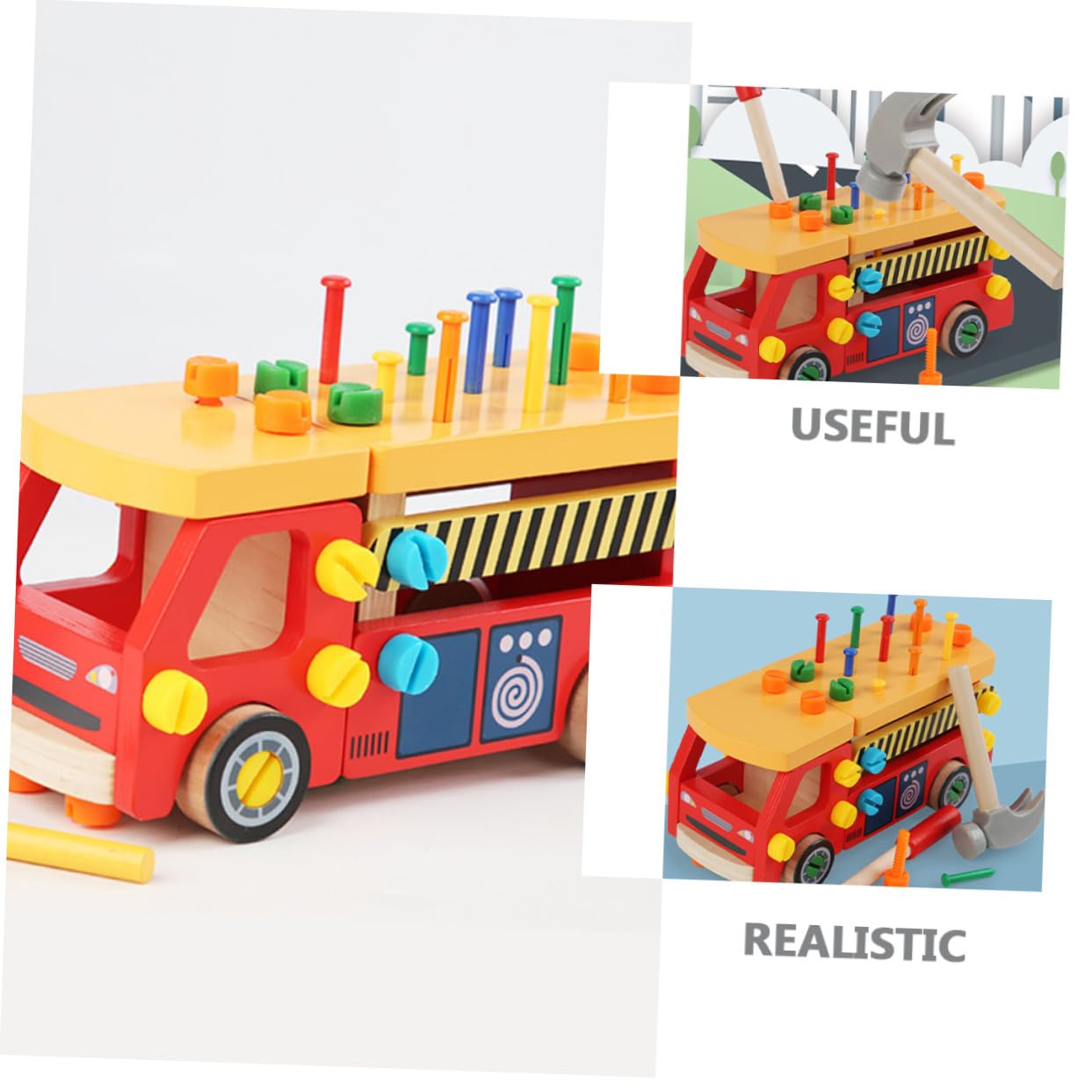 Didiseaon Set di Strumenti in Legno per Bambini Kit di Strumenti Realistici per Coordinazione Mano-occhio Giocattoli Educativi per Bambino Ragazzo