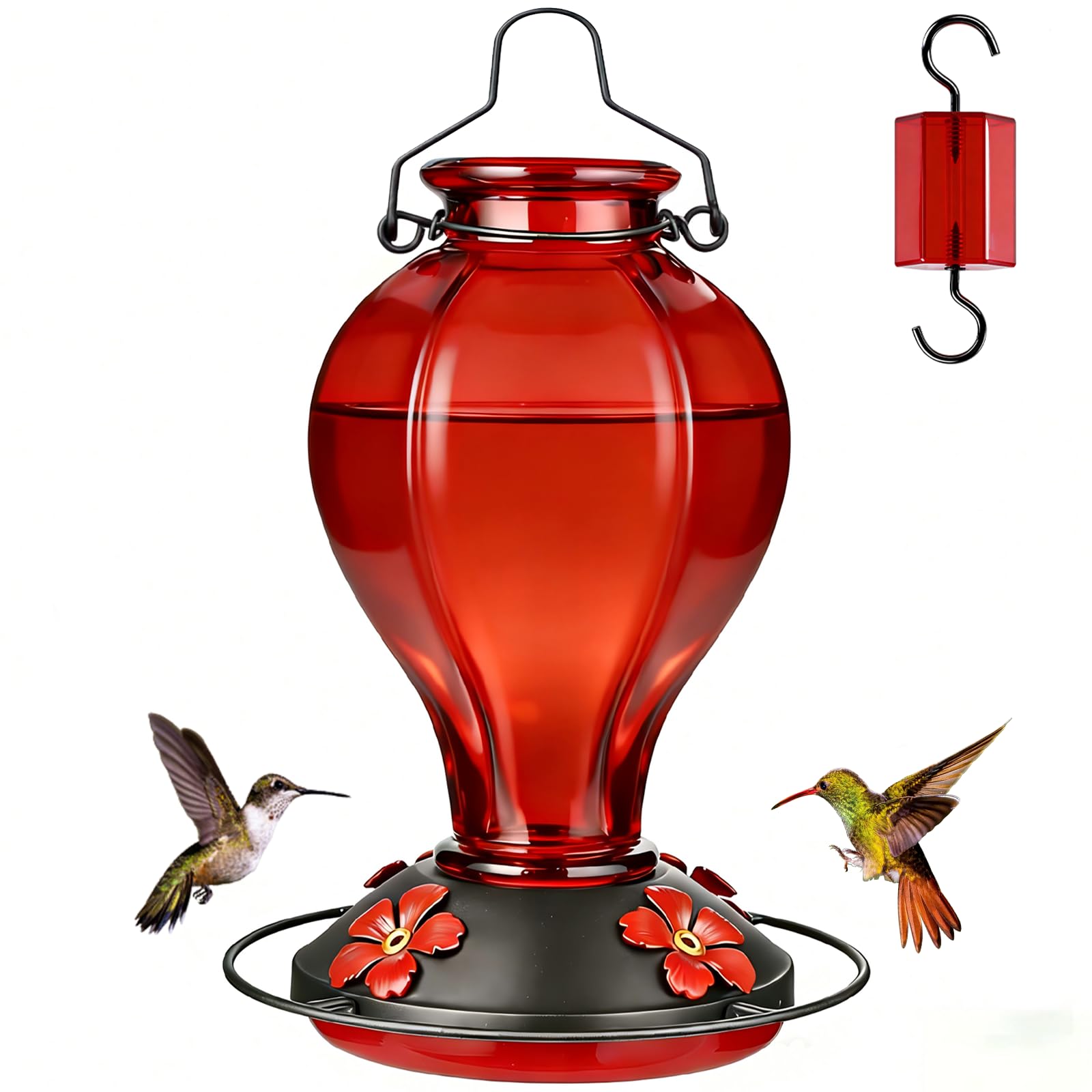 24 oz Glass Hummingbird Feeder