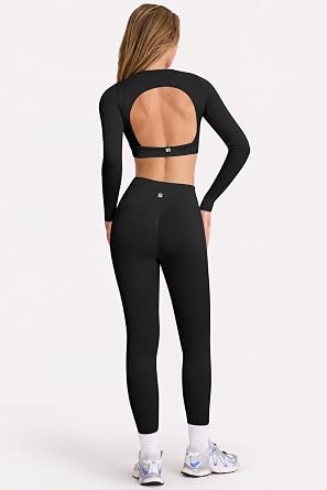 SUUKSESS Workout Sets for Women Open Back Gym Set Long Pilates Outfits