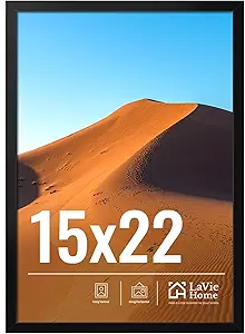 LaVie Home 15x22 Picture Frame for Wall Display, 15x22 Black Picture Frame with HD Plexiglas, 15 x 22 Frame 1 Pack, Display Frame for Vertical or Horizontal, Classic Collection