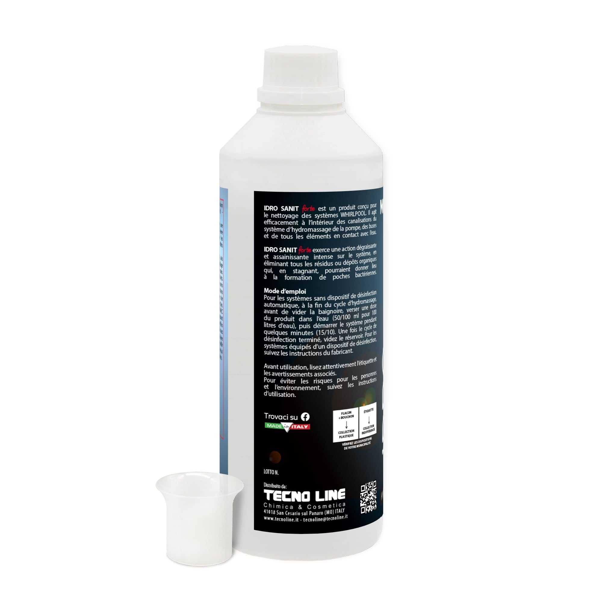 Metacril Pro kit de 2 piezas, Idro Sanit Forte 500ml + Idro Sanit Shock 1Lt + dosificador graduado, para la limpieza del sistema de hidromasaje | Juego de 2 productos específicos para el mantenimiento y limpieza profunda de instalaciones de spa y bañeras