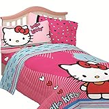 Hello Kitty Full Size Free Time 4-Piece Blue & Pink Sheet Set
