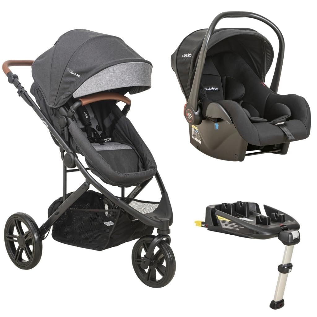 Carrinho de Bebê Kiddo Trek com Moisés e Bebê Conforto Casulo Base