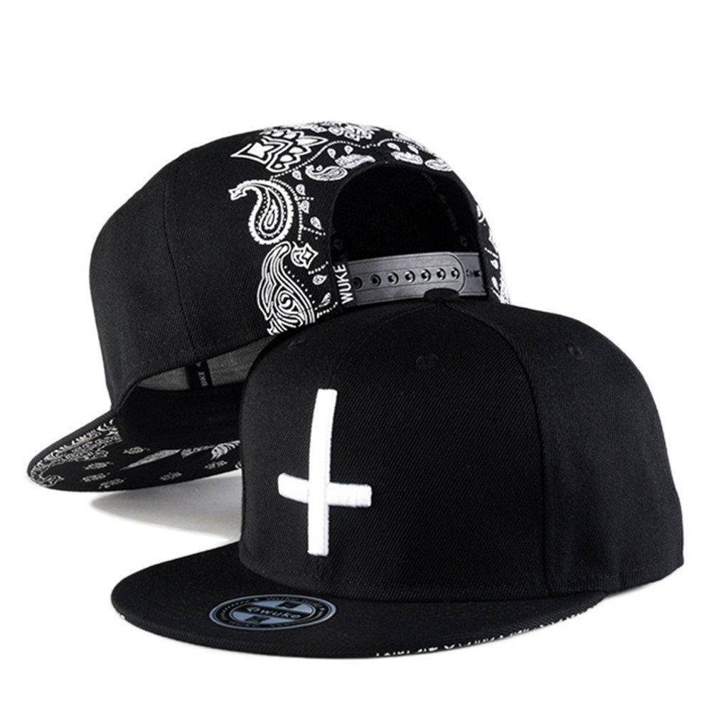 Hip Hop Fashion Baseball Hat Cap Snapback 1 PC Pattern Satan Cross Black