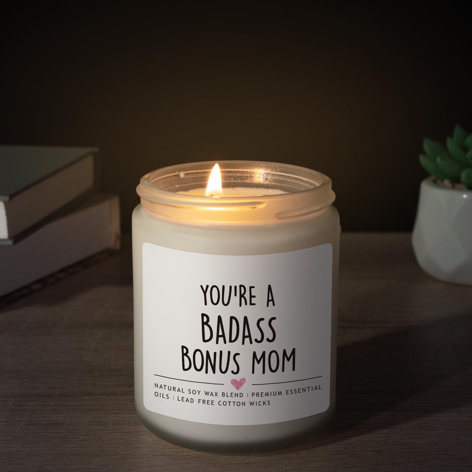Bonus Mom Gifts from Daughter Son, Mothers Day Gifts for Stepmother, Badass Jar Candle Gift for Stepmom, Birthday Thanksgiving Day Christmas Gift for Stepmom, Adopted Moms, Second Moms