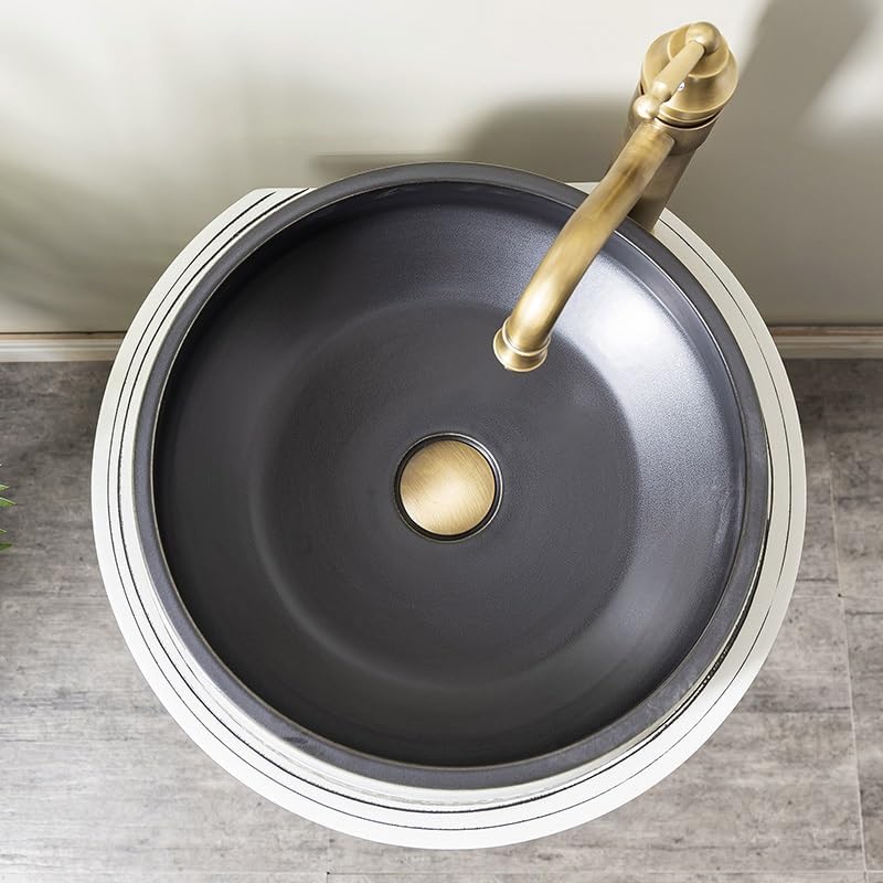 Pedestal Sinks Ceramic Column Sink Wash Basin Floor-Standing Home Balcony Bathroom (A)