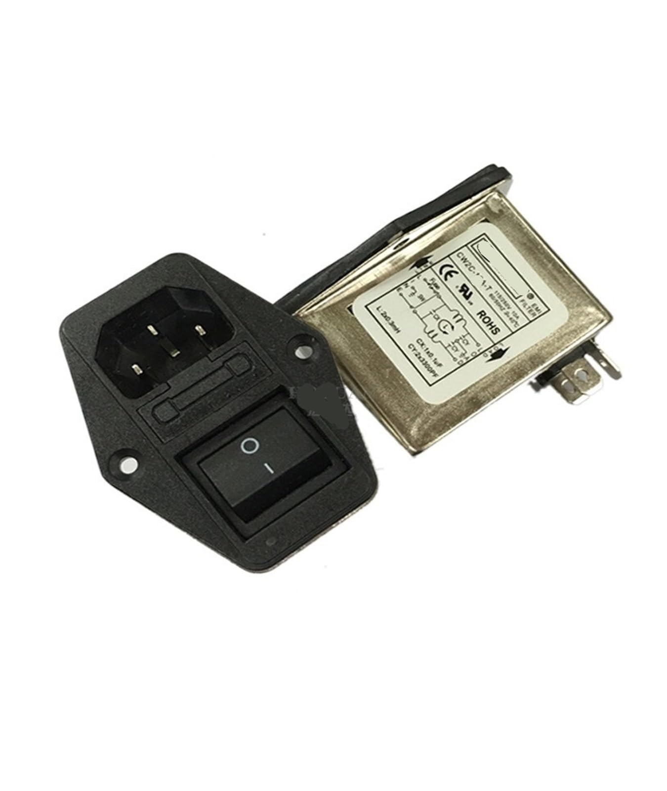 1 Pcs AC Filter Socket with Switching Fuse Power Filter CW2C-10A-T CW2B 06 3(CW2C -06A -T Large Switch Fuse)