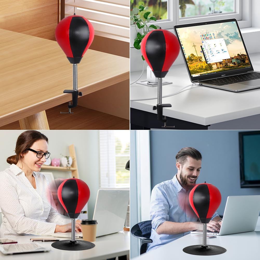 Punchingball boxeo y saco para escritorio: abrazadera de mesa y accesorios antiestrés