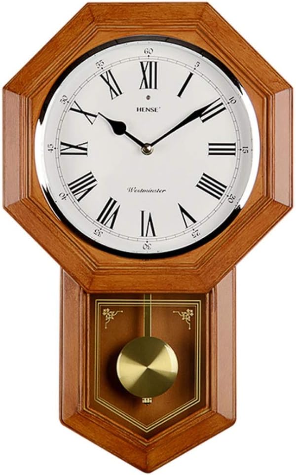 Pendulum Wall Clock Battery Operated Quartz Wood Pendulum Clock,Silent