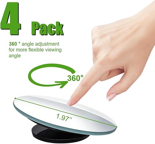 Miniatura 10 de WSSROGY 4 piezas de espejo de punto ciego para automóvil, sin marco, de vidrio HD, espejo convexo con gran angular ajustable para automóvil,