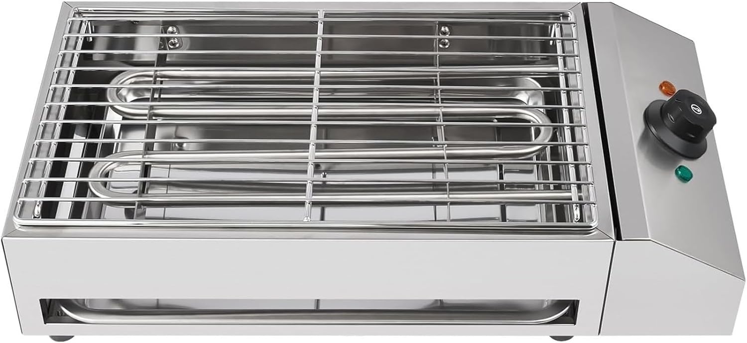 Electric BBQ Grill Stainless Steel, Smokeless Indoor Outdoor Barbecue Grill with Temperature Control Commercial for Korean BBQ, Burgers, Steak