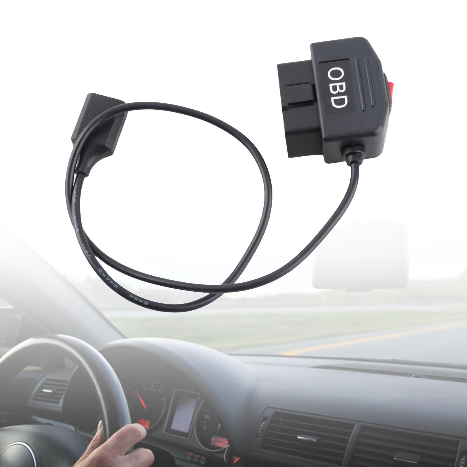 Kabel Zasilający OBD z Zabezpieczeniem Przed Niskim Napięciem, Wyjście 3A, Plug and Play, Kompatybilny ze Wszystkimi Modelami OBD, z Portem Mini USB do Kamery Samochodowej, DVR,