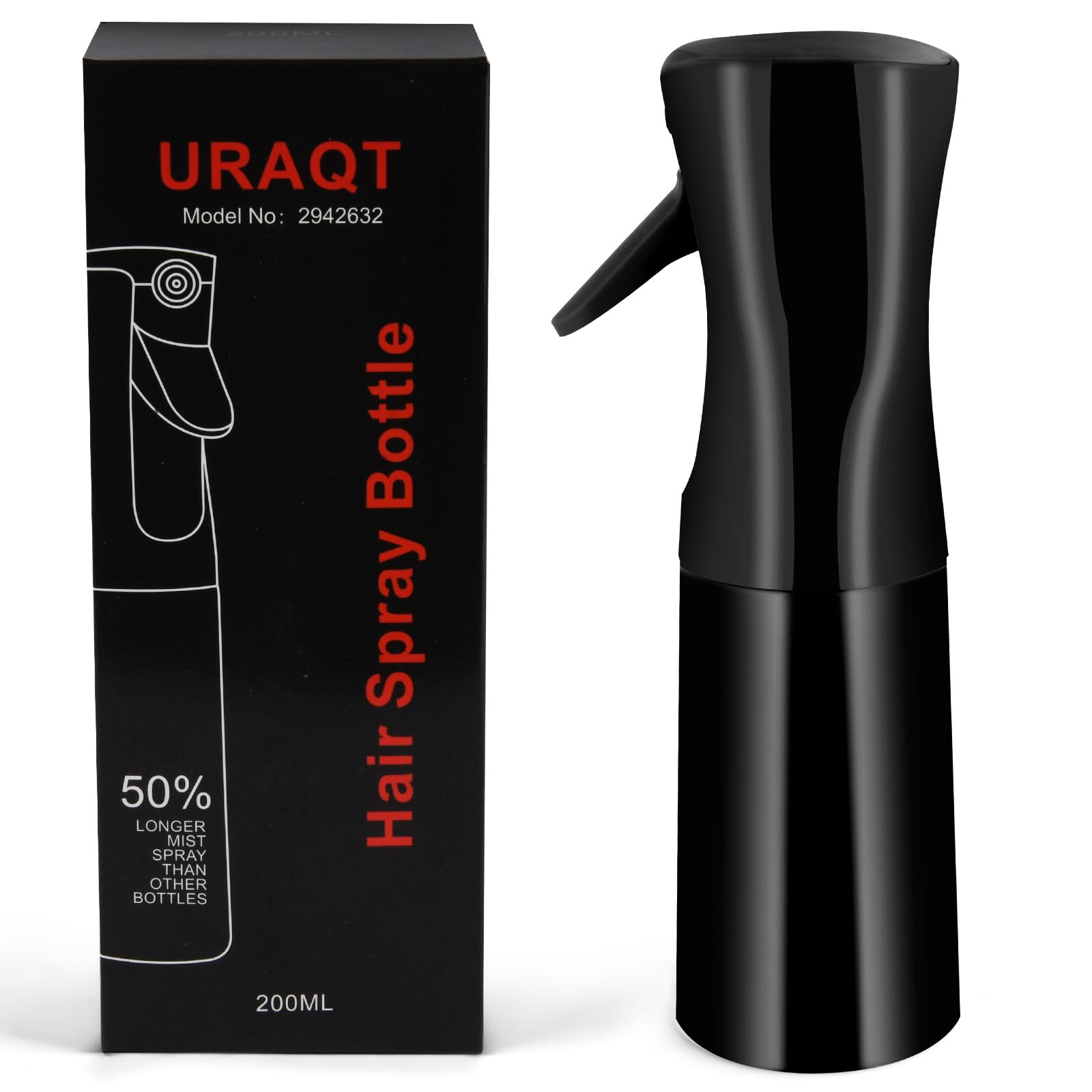 URAQT Botella Pulverizador Agua Peluqueria, 200ml Fina Niebla, Spray Continuo para el Cabello, sin BPA, uso 360°, Botella Pulverizadora, Frascos Vacio Recargable para Peinado, Planta, Limpieza, negro — view 8
