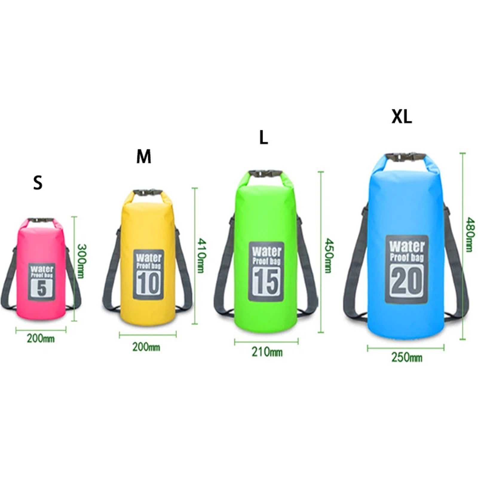 Wasserdichter Beutel PVC Wasserdichter Rucksack Kajak Beutel Outdoor Trekking Schulter Dry Bag Reise Tauchen Boot Ozean Pack Fluss Tasche 5L 10L 15L 20L 30L(Green,10L)