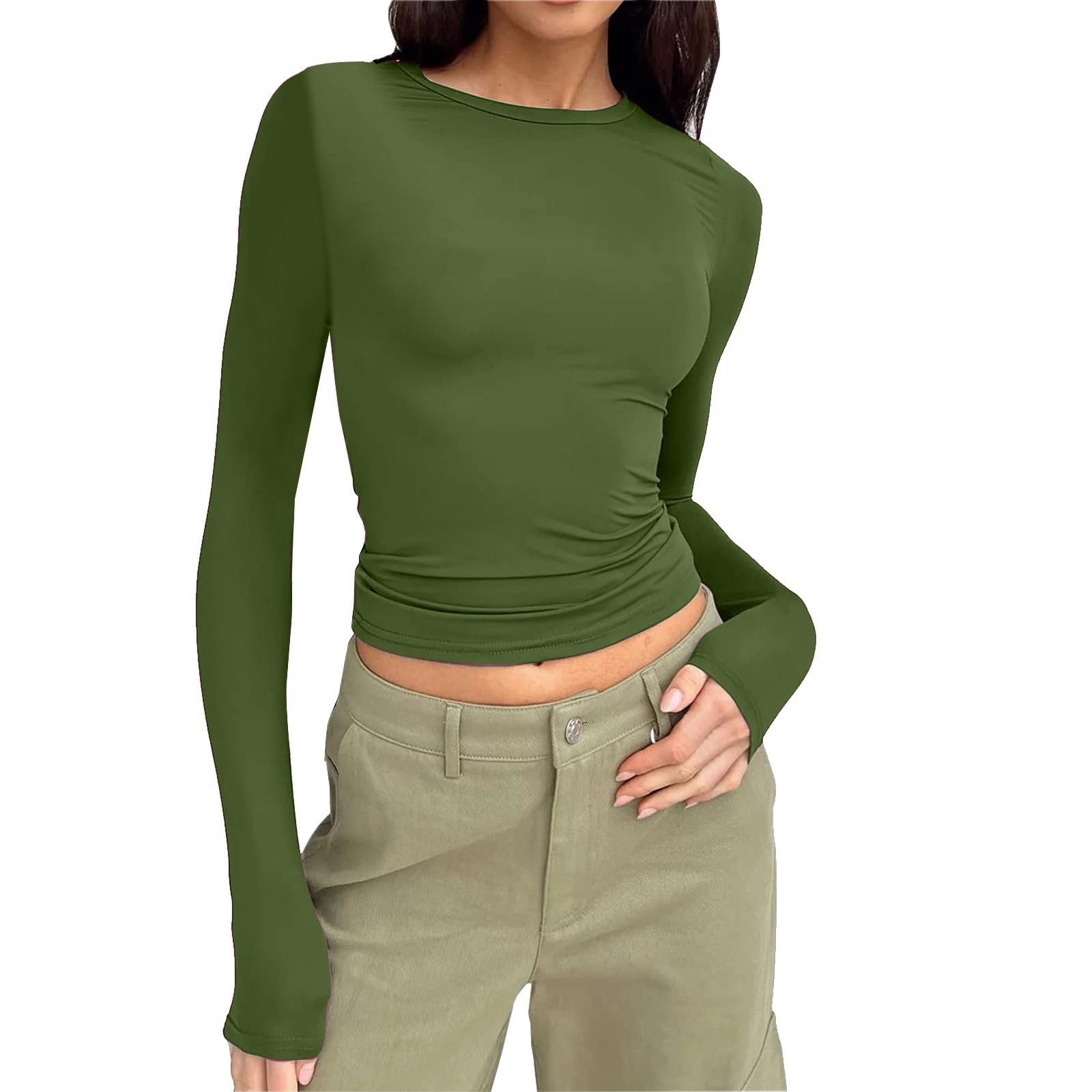 Maglietta A Coste Donna Scollo A V, Slim Fit, Maniche Corte, Basic Estivo, Colore Tinta Unita, Morbida Ed Elastica