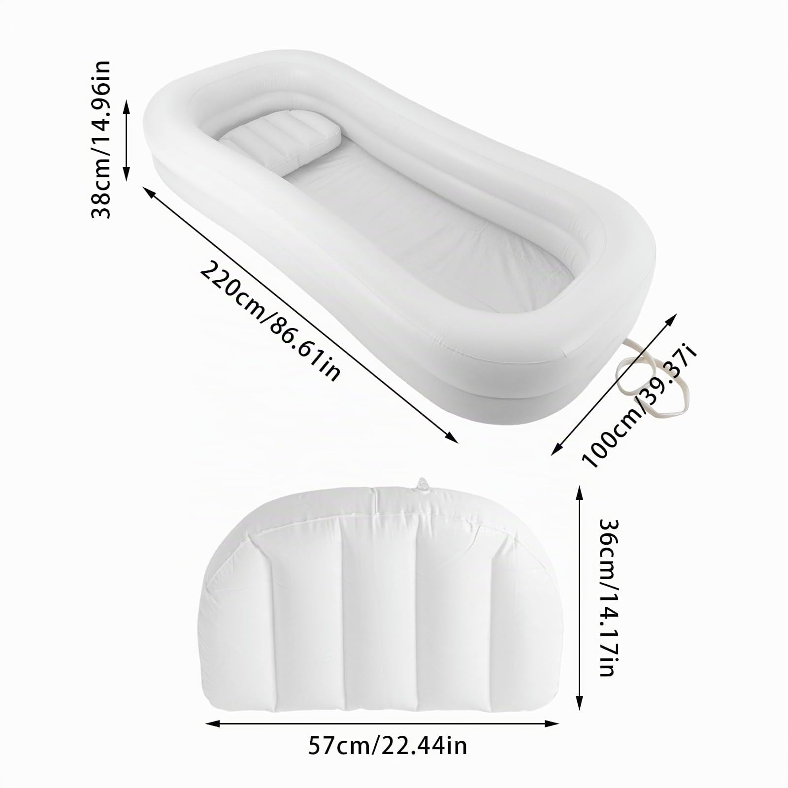 Juego de bañera de ducha inflable médica, sistema de ducha portátil junto a la cama con bomba, ayuda de baño simple en la cama para discapacitados/personas mayores (220 x 100 cm)