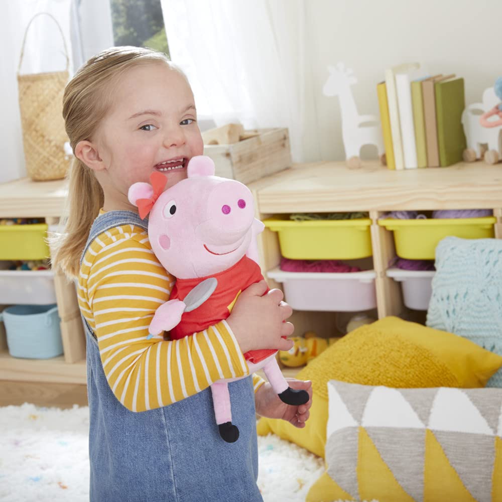 Peppa Pig Peppa Wanta, Śpiewający plusz z brokatową czerwoną sukienką i kokardą, śpiewaj 3 piosenki, od 3 lat
