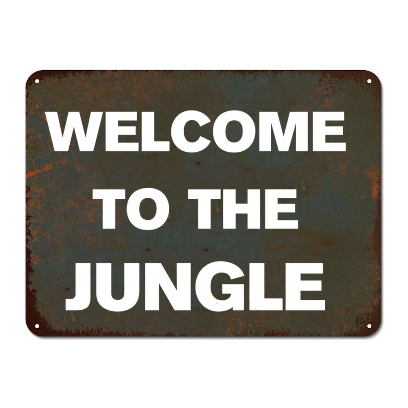 Welcome to Jungle Tin Sign Family Phrase Metal Wall Art Animal Theme Poster Wall Art Decor Wild Animal Novelty Plaque Tin Sign 8 X 12 Inch