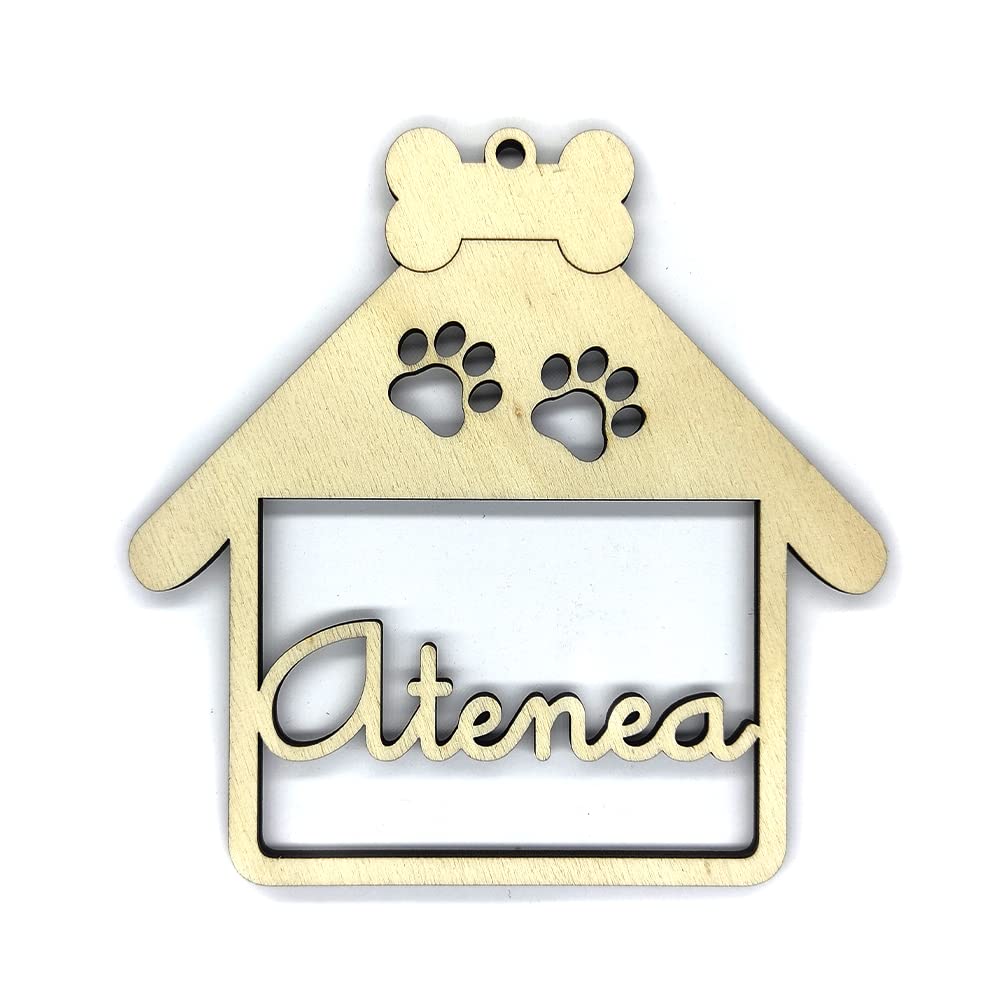 Bolas de Navidad de Madera Personalizadas para Perro y Gato | Adornos Navideños para Mascotas | Diseño con forma de Casita | Decoraciones para Árbol de Navidad | Cordel Incluido