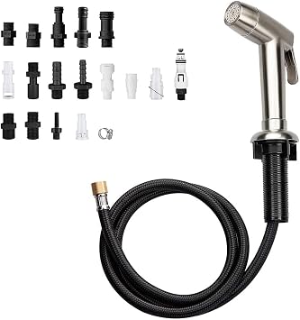 Houtingmaan Kitchen Sink Sprayer,Dual Function Kitchen Side Sprayer with Adjustable Flow Controller,Kitchen Sprayer Head Replacement Brushed Nickel,Side Sprayer for Kitchen Sink with Hose and Holder