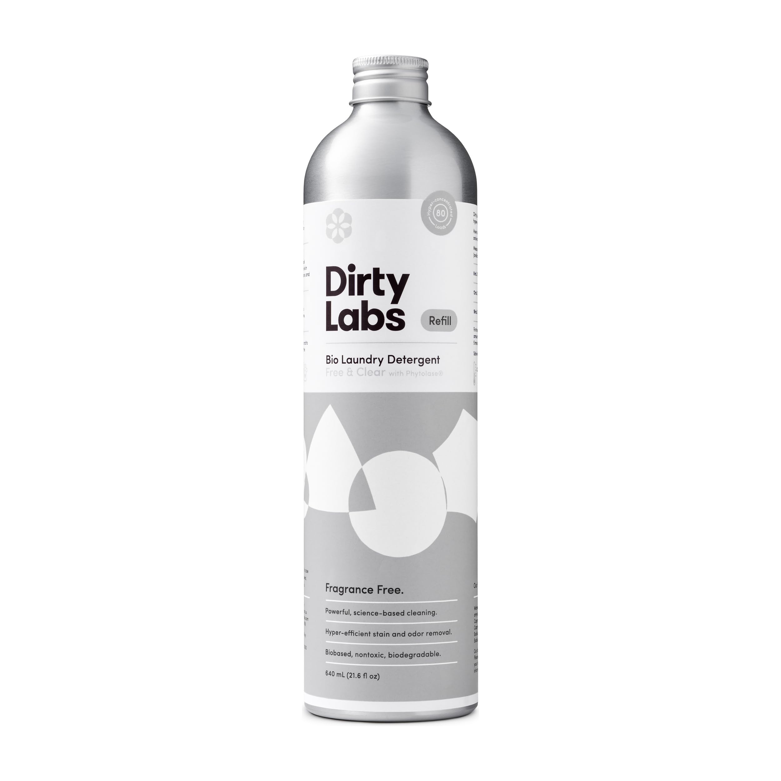 Dirty Labs Sin perfume, detergente líquido enzimático orgánico, 80 lavados, altamente concentrado, alta eficiencia y lavado a máquina estándar, no tóxico, biodegradable, eliminación de manchas y