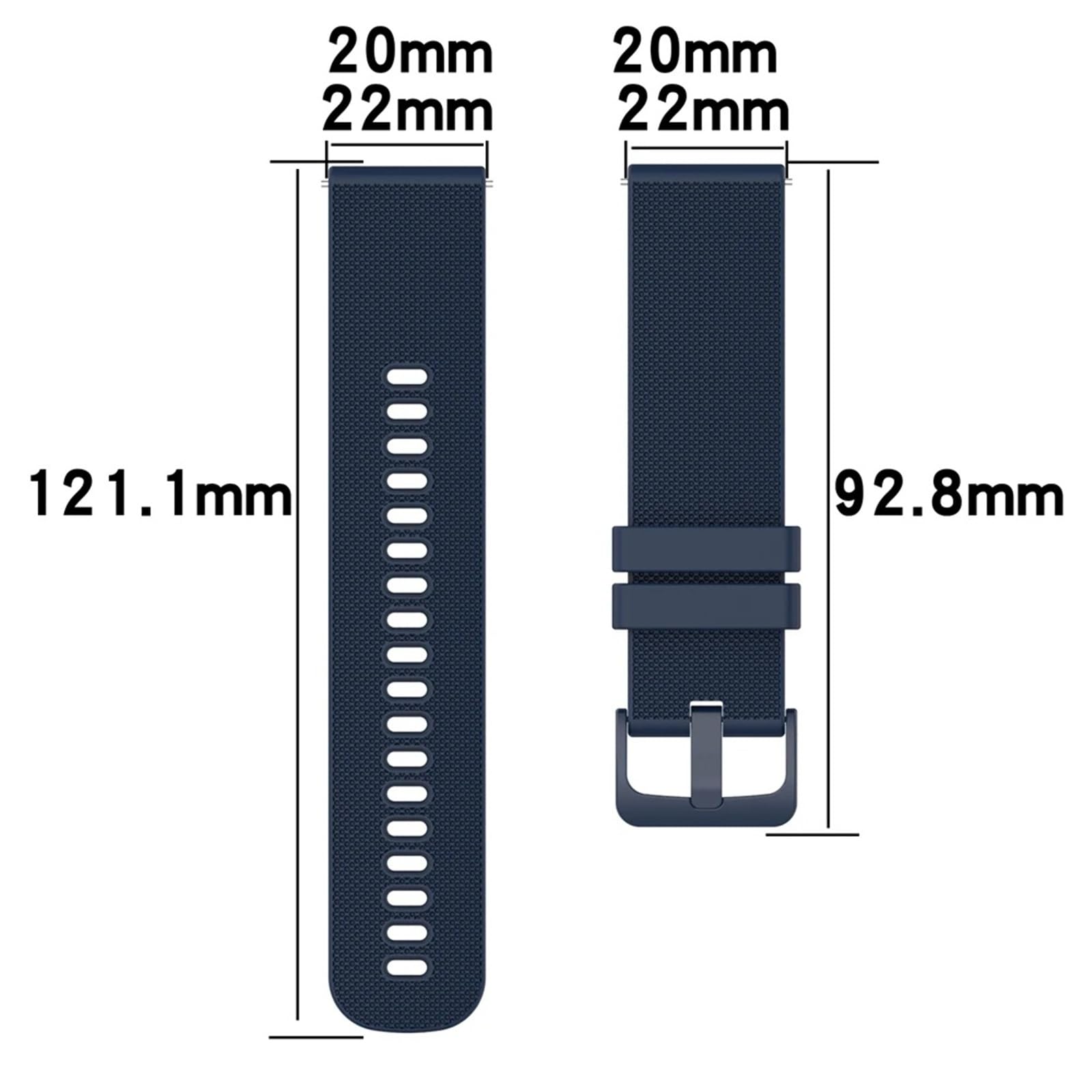1 correa de silicona de 20 mm y 22 mm (rosa claro, blanco, 20 mm)