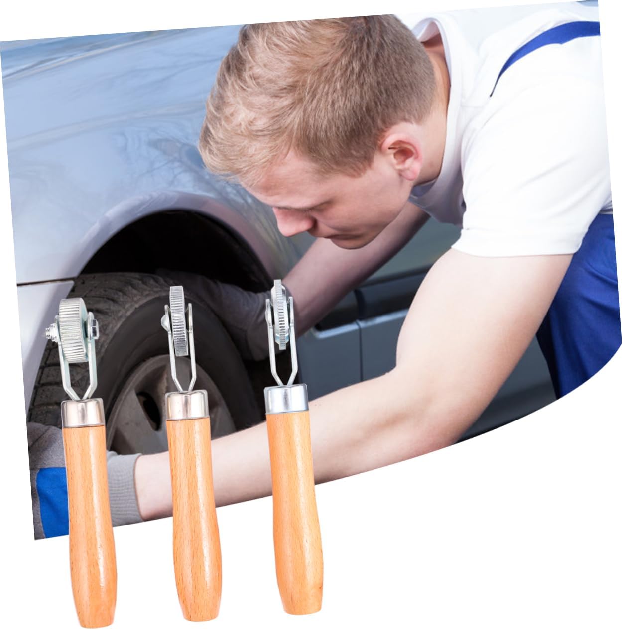 SOLUSTRE 3pcs Tire Repair Patch Stitch Roller Car Tire Compaction Wheel Silver Repair Tool Roadside Kit Tools