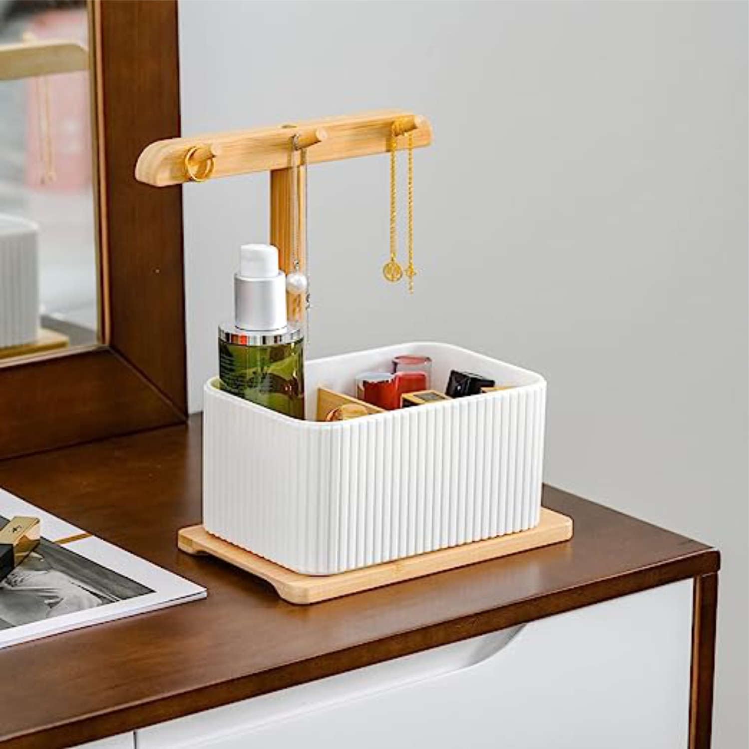 HomeStrap Wooden Key Holder Storage Box for Home, Offices/Decorative Key Rack with 3 Hook Storage Tray (White)-image-47