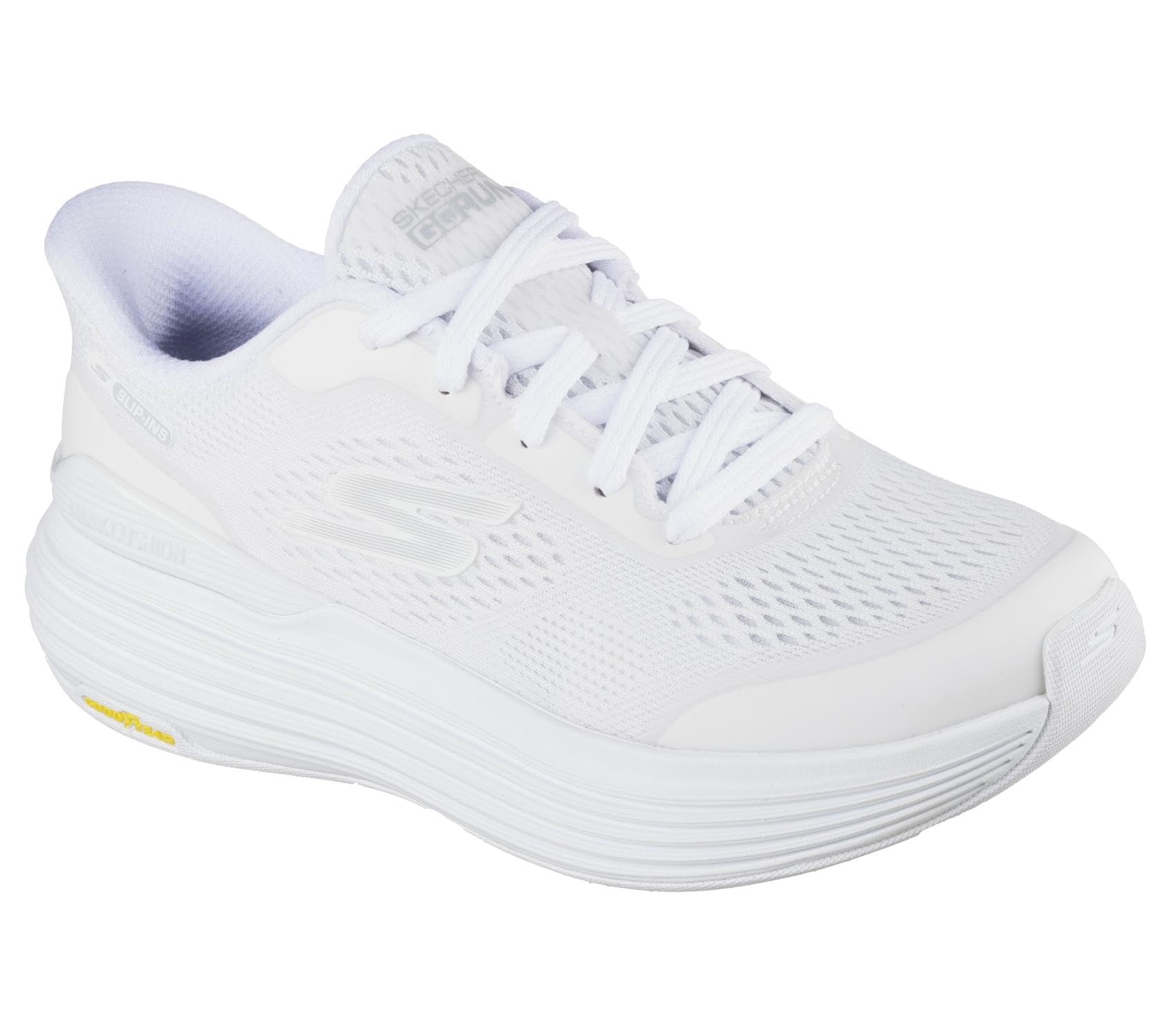 Skechers Women's Max Cushioning Suspension Chrone Slip-in Trainers, White Synthetic/Trim, 5.5 UK