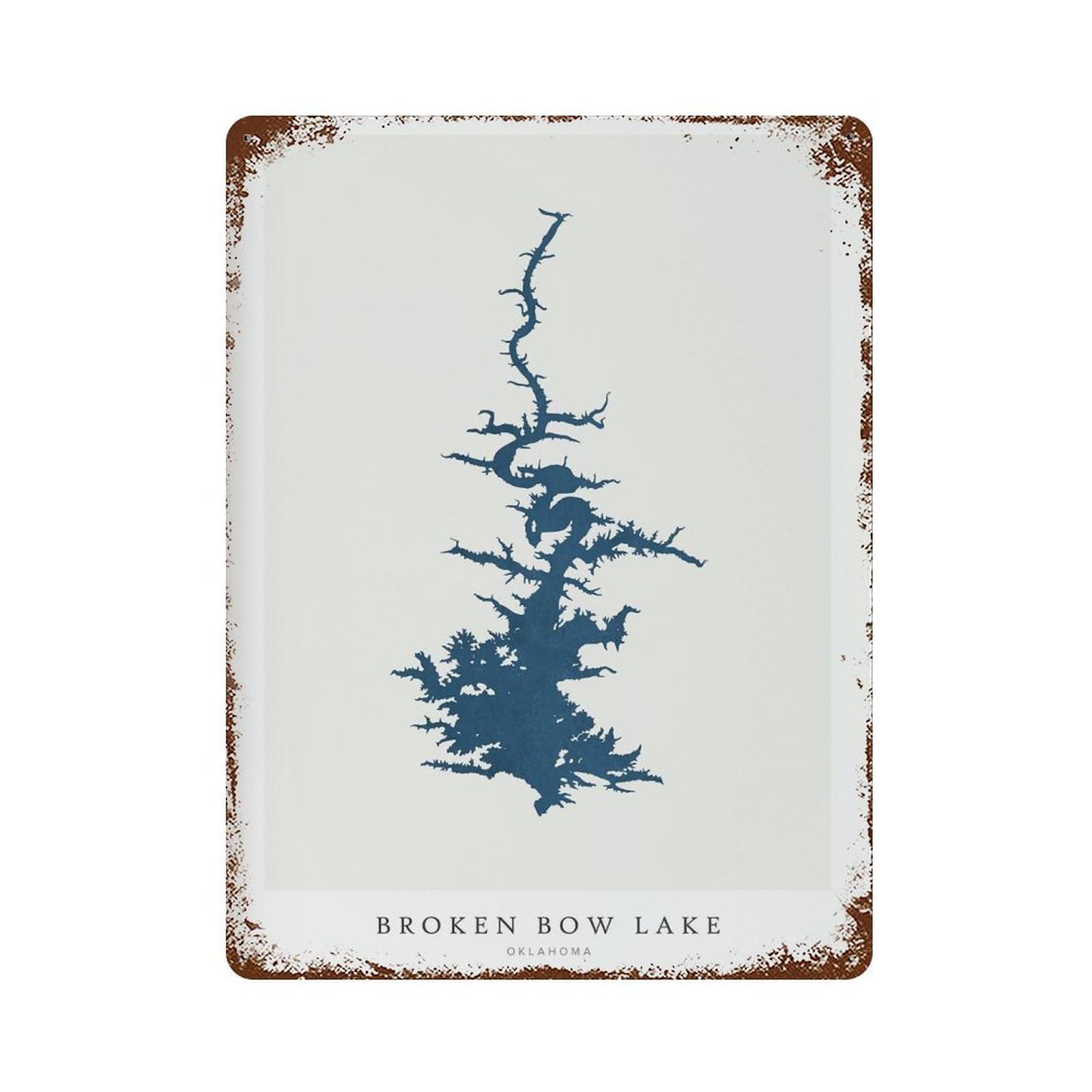 xiaoxiaoshen Broken Bow Lake Map Oklahoma (2) Wall Decor Art Metal Tin Poster Modern Home Decor Art Home Bar Shop Decorations Vintage Sign 40x30cm