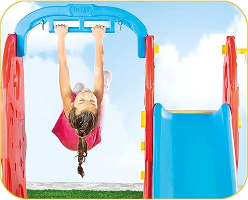 Miniatura 7 de DOLU  Parque infantil 7 en 1 juguete para patio trasero y al aire libre, columpio, tobogán, aro de baloncesto y más, plástico impermeable duradero,