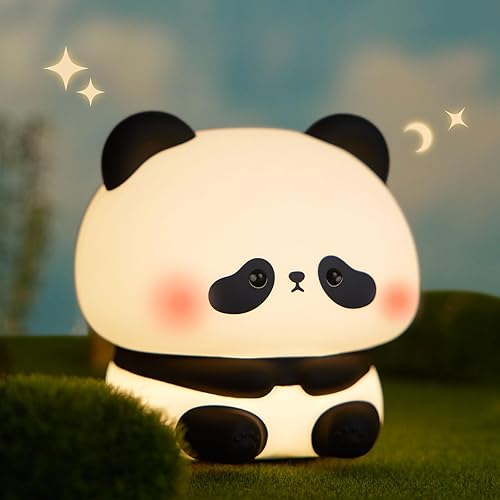FAMIDUO Regalos de luz nocturna de panda, lámpara LED blanda regulable, cosas de panda de cabeza grande kawaii, bonita decoración para dormitorio,