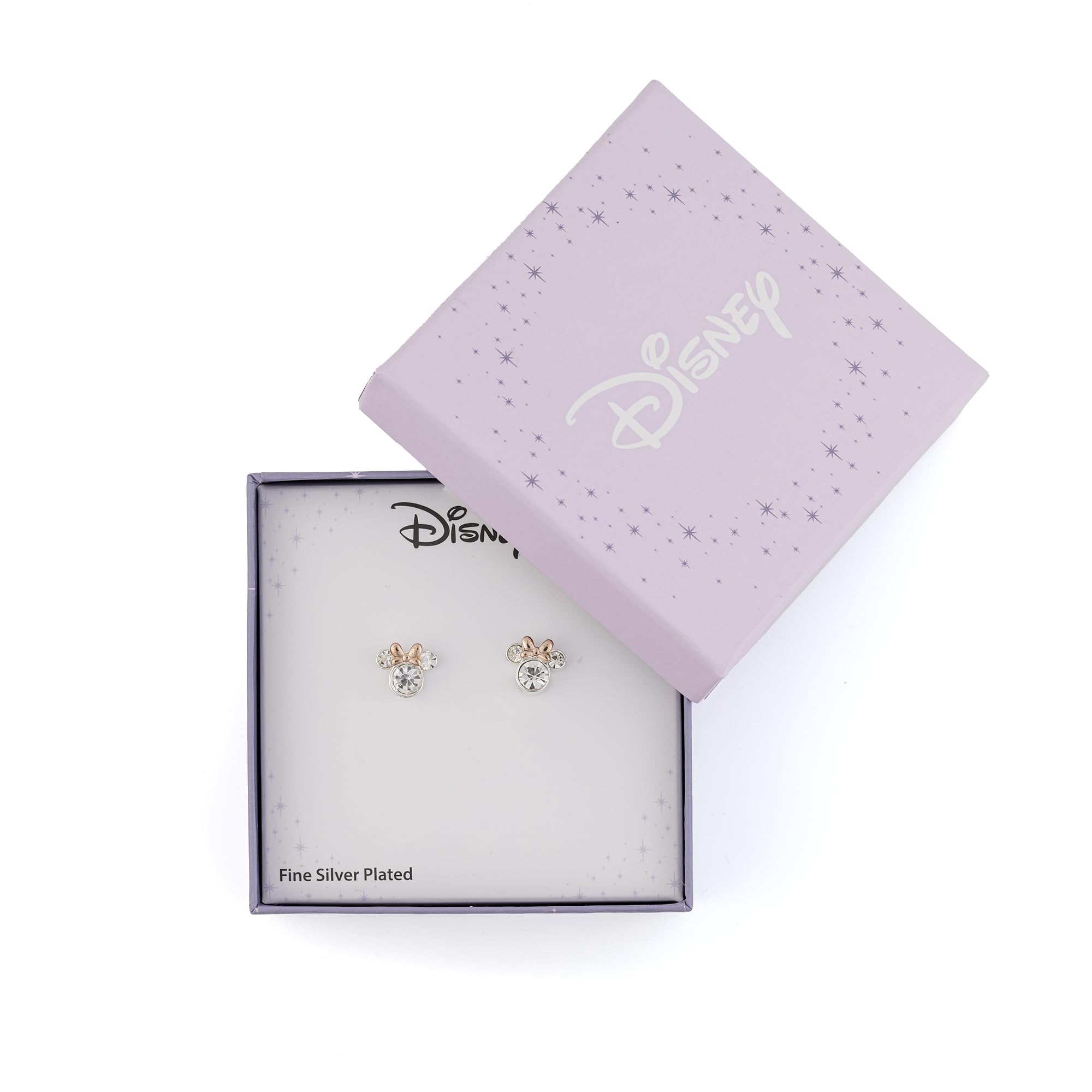 Minnie Mouse - Orecchini a perno placcati in due tonalità con cristalli, Misura unica, Ottone placcato in due tonalità, Nessuna pietra preziosa