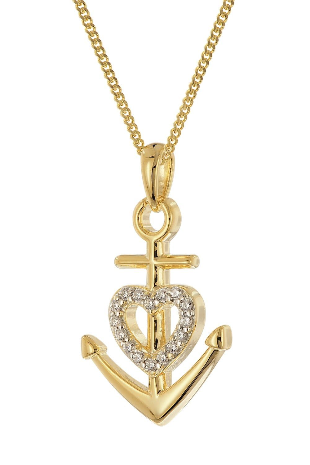 trendor Damen-Kette Glaube-Liebe-Hoffnung 925 Silber Vergoldet 28440 | modisches Schmuckstück für Frauen, liebevolles Accessoire