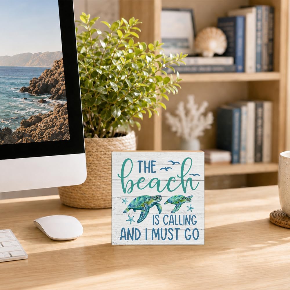 The Beach Is Calling And I Must Go Wooden Box Sign, Beach Decor image 4
